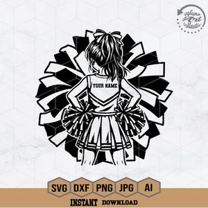 Cheerleader Kid with Pom Pom Svg | Cheerleader Svg | Cheerleading Svg | Cheer Svg | Cheerleader Name Svg | Cheer Mom Svg | Cheerleader Shirt