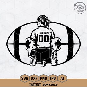 Personalized Name | Flag Football Girl Svg | Flag Football Svg | Football Shirt | Football Season | Sublimation Designs | Png Eps Dxf Ai