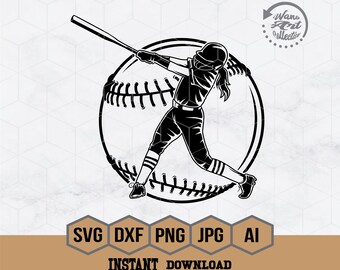 Svg de sóftbol / Clipart de sóftbol / Svg de deporte de sóftbol / Svg de mamá de sóftbol / Svg de deportes / Svg de jugador de sóftbol / Camiseta de sóftbol