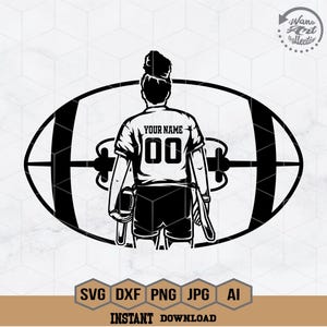 Personalized Name | Flag Football Player Svg | Football Girl Svg | Flag  Football Shirt | Football Season | Sublimation Designs | Png Dxf