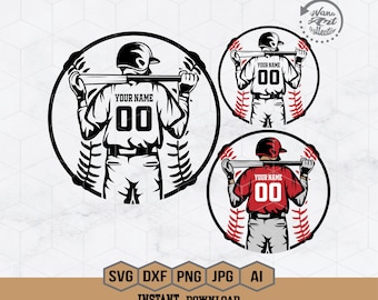 Baseball Player Svg | Personalized Name Svg | Baseball Team Svg | Baseball Dad Svg | Baseball Clipart | Baseball Cutfile | Baseball Stencil