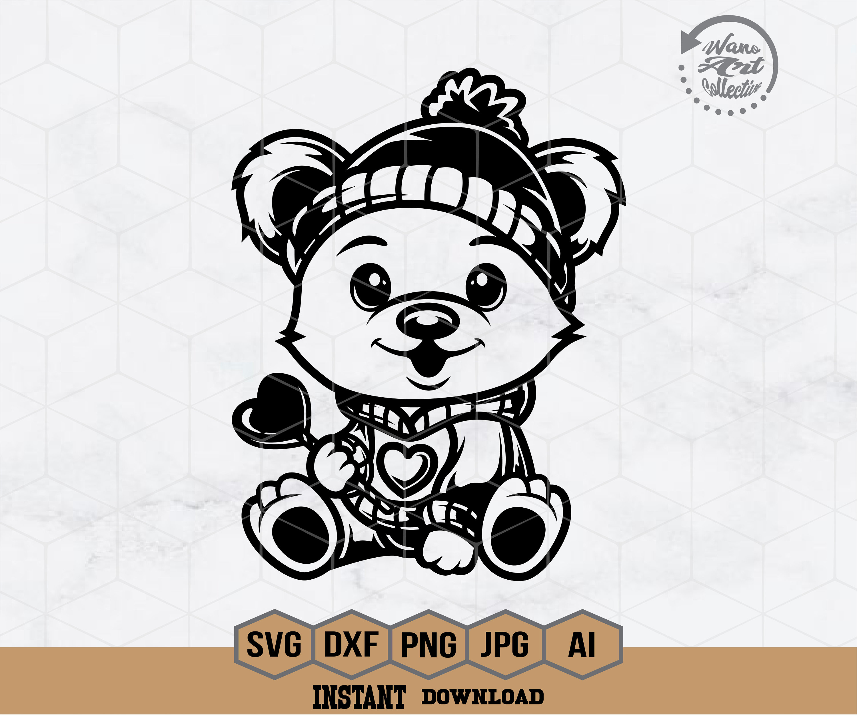 Teddy Bear With Heart Svg | Valentine's Bear Svg | Valentine's Day Svg ...