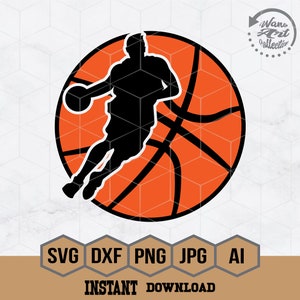 Basketball Player Svg | Basketball Svg | Dribbling the Ball Dxf | Eps Vector Files for Silhouette | Cricut | Cutting Plotter | Png file