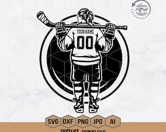 Ice Hockey Girl Svg | Personalized Name | Ice Hockey Team | Ice Skating Svg | Ice Hockey Svg | Hockey Mom Cutfile | Ice Hockey Shirt | Png