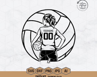 Volleyball Svg | Personalized Name | Volleyball Girl Player Svg | Volleyball Player Svg | Volleyball Girl Svg for Cricut Volleyball Team Svg