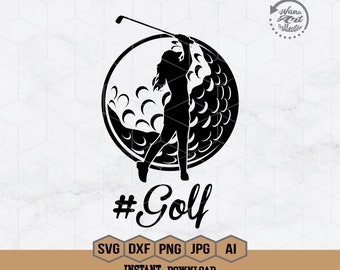 Female Golf Player Svg | Golf Svg | Golfing Svg | Woman Golfer Svg | Golf Ball Svg | Golf Player Stencil  | Golfing Clipart | Golfer Shirt