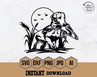 Enten jagen Schmuck, Hund jagen Ente Schmuck, Labrador Retriever Clipart, Outdoor Jagd Schmuck, Jagdszene Cutfile, Hund Jäger Png, Papa Shirt