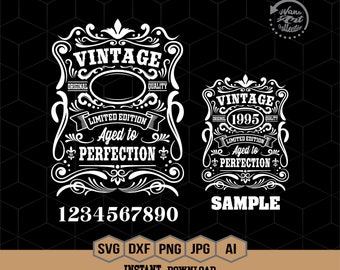 Birthday Vintage Svg | Aged to perfection svg | Limited edition Svg | Birthday premium quality t-shirt | Instant Download | Png Dxf Jpg Eps