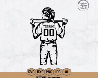 Softball Player Svg | Personalized Name Svg | Softball Team Svg | Softball Mom Svg | Softball Player Clipart | Softball Cutfile | Png Eps Ai