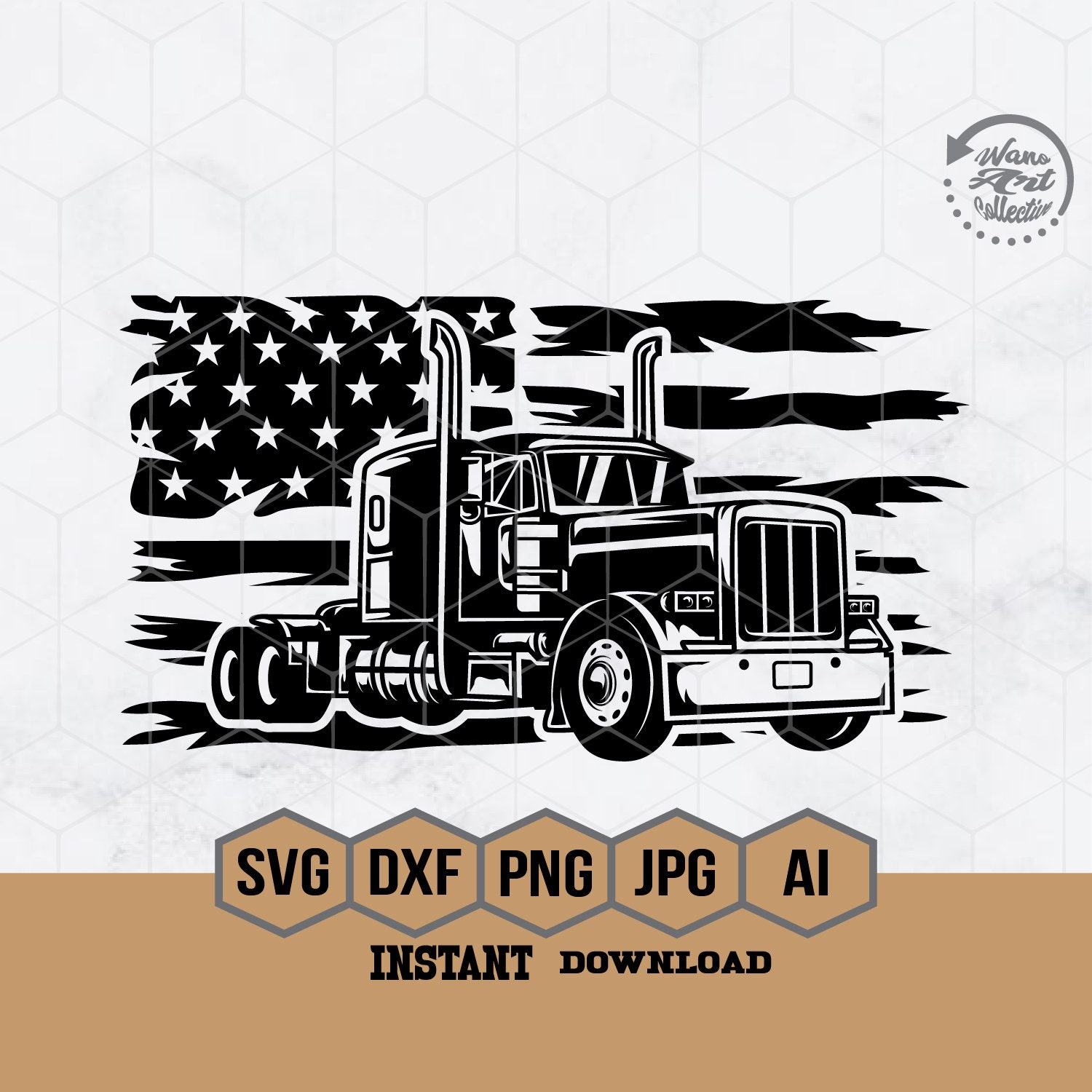 US Semi Truck Svg Trucker Dad Clipart Skilled Driver Shirt Png Truck Owner Monogram Dxf Semi ...