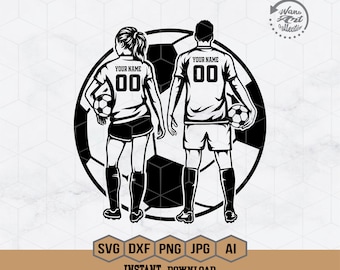 Personalized Name | Soccer Boy and Girl Svg | Soccer Player Svg |Soccer Shirt | Soccer Clipart | Soccer Png | Soccer Mom Shirt | Png Dxf Eps