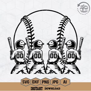 4 Baseball Kids Svg | Personalized Name | Baseball Player Svg | Baseball Svg | Baseball Shirt | Baseball Clipart | Baseball Stencil | Png