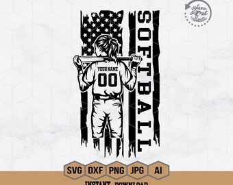 Personalized Name | US Softball Player Svg | Softball Team Svg | Softball Mom Svg | Softball Player Clipart | Softball Shirt | Png Eps Ai