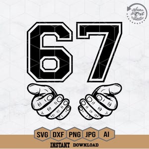 Rolig Six Seven Svg PNG | Six Seven med händer | Six Seven Svg | Rolig 6 7 Svg | Sixty Seven Svg | Rolig viral design | Six Seven-tröja