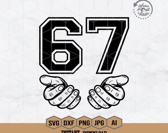Lustige sechs Seven Svg PNG | Sechs Sieben mit Händen | Sechs Sieben Clipart | Lustige 6 7 geschnitten Datei | Siebenundzwanzigste SVG | Lustiges Virales Design | ""Six Seven"" Shirt."