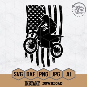 Amerikaanse motorcross Svg | Motorfiets Svg | Amerikaanse crossmotor Svg | Race-svg | Bikersilhouet | Sjablonen voor crossmotoren | Motorsnijbestand |  Motorcross Cricut