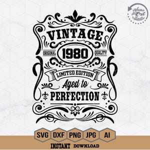 45th Birthday Svg | 45th Birthday Shirt | Vintage 1980 Svg | 1980 Aged to perfection | Aged to Perfection Svg | 45th Birthday Gift Idea