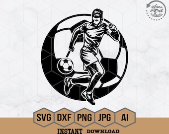 サッカー選手 SVG | サッカー少年 SVG | サッカー子供 SVG | サッカー SVG | サッカーボール SVG | スポーツクリップアート | サッカーギフトアイデア | PNG EPS DXF Ai