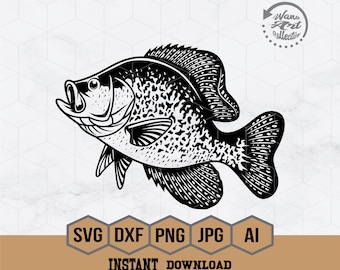 Crappie Fishing Svg, Fishing Svg, Crappie Fish Svg, Crappie Clipart, Crappie Cricut, Fishing T-shirt Design, Outdoor Fishing Cut File