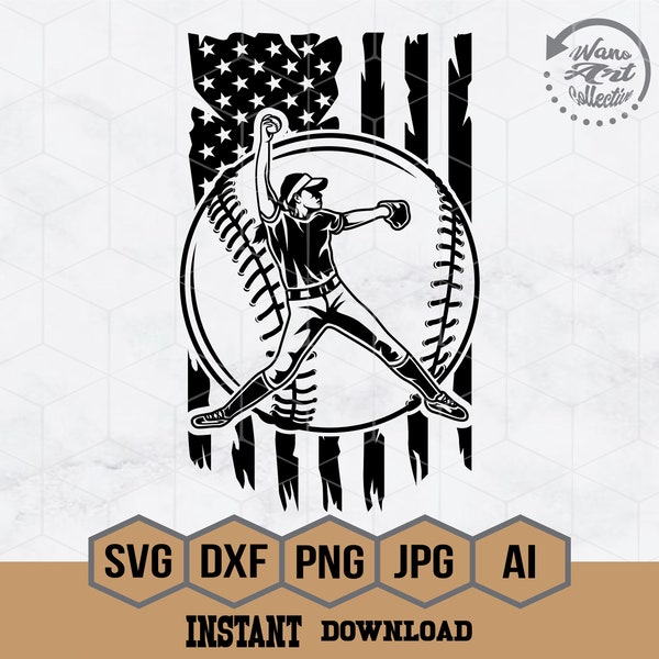 US Softball Svg | Softball Player Svg |  Pitcher Stencil | Sports Mom Cutfile | Ball is Life Clipart | Softball Fan Gift Shirt Cut File