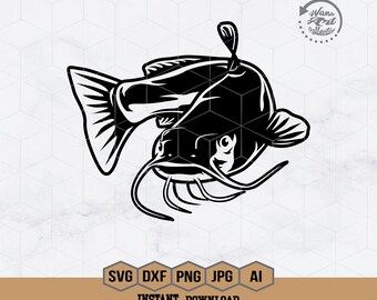 Pesce gatto Svg / Pesca al pesce gatto Svg / Pesce d'acqua dolce Svg / Maglietta da pesca / Pesce gatto Png / Pesca all'aperto Svg / Pesca nel lago Clipart / Png