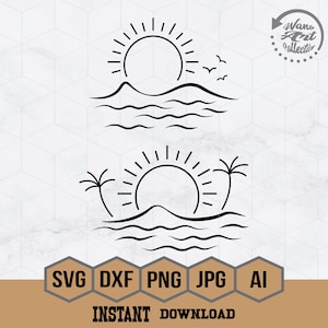 Sunrise svg | Summer svg | Sun and Wave svg | Sunset svg | Ocean Waves svg | Sunshine Svg | Beach Svg | Palm Tree png | jpeg | Cricut Files