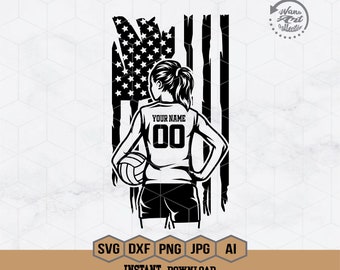 US Volleyball Svg | Personalized Name | Volleyball Girl Player Svg | Volleyball Player Svg | Volleyball Girl Svg for Cricut Volleyball Svg