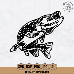Pike Fish Svg | Pike Fishing Svg | Freshwater Fish Svg | Fishing Shirt | Pike Fish Png | Outdoor Fishing Svg | Lake Fishing Clipart | Png Ai