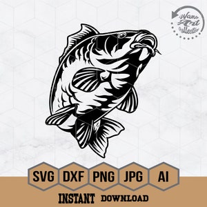 Carp Fish Svg | Carpfish Fishing Svg | Carp Fish Clipart | Carp Fish Png | Carp Fish Stencil | Outdoor Fishing Svg | Lake Fishing Cutfile