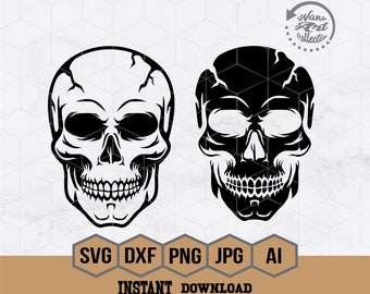Skull SvG, Skull Kopf svg, Skelett svg, Skull Clipart, Skull Illustration, Skull Shirt, Skull Silhouette, Skull Cut Files, Skull Png