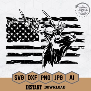 US Elk Deer svg | Elk Antler Svg | Deer Hunter svg | Deer Clipart | Hunting svg | Elk Deer Svg Cut Files for Cricut | Png Dxf Jpg Eps