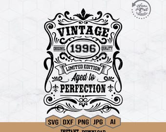 30th Birthday Svg | 30th Birthday Shirt | Vintage 1996 Svg | 1996 Aged to Perfection | Aged to Perfection Svg | 30th Birthday Gift Idea