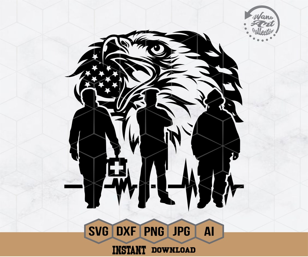 Tech Rescue Svg Patriotic Eagle Svg | First Responder Svg | Medical Team Svg | Fire ...