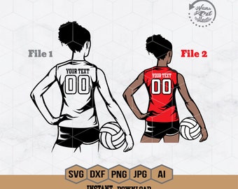 Volleyball Svg | Girls Volleyball Player Svg | Volleyball Player Svg | Volleyball Girl Svg | Digital Download Clipart | Colored Layers | Png