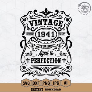 Svg de 85 cumpleaños / Camiseta de 85 cumpleaños / Svg vintage de 1941 / 1941 envejecido a la perfección / Svg envejecido a la perfección / Idea de regalo de 85 cumpleaños