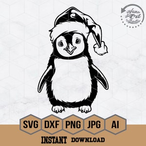 Christmas Penguin SVG File | Penguin Wearing Santa Hat SVG | Cute Penguin Svg | Christmas CutFile | Santa Penguin Clipart | Christmas Shirt