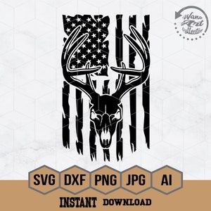 US Deer Skull  SVG Files | Deer Skull Svg | Skull Animal Svg | Deer Antler Skull svg | Deer hunting Svg | Hunting svg | Skull Cut File