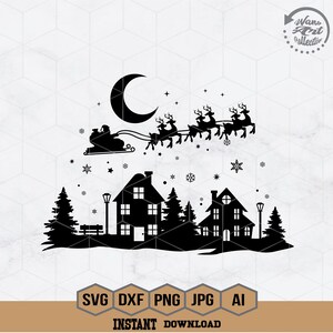 Winter Season Svg | Christmas Village Svg | Santa Claus Svg | Christmas Svg | Christmas Scene Svg | Christmas Santa Svg | Png Dxf Jpg Eps