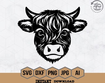 Vaca de las Tierras Altas (Svg), Vaca de las Tierras Altas Bebé (Svg), Vaca de las Tierras Altas Linda (Svg), Vaca Linda (Svg), Clipart de Vaca, Vaca Png, Archivos de Corte Svg de Vaca de las Tierras Altas para Cricut