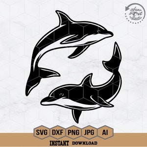 Dauphin Svg | Dauphin mignon Svg | Svg créature marine | Saut de dauphins | Clipart dauphin | La vie océanique Svg | Svg mammifère | T-shirt dauphin | png