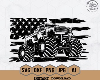 USA Monster Truck Svg | Monster Truck Clipart | Truck Svg | Monster Truck Png | US Monster Truck Shirt | Off Road Vehicle | Cutting Files