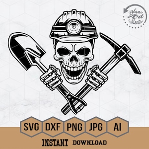 Coal Miner Skull Svg File | Mining Skull Svg | Skull Clipart | Miner Svg | Miner Skull Svg | Coal Mining svg | Mining Clipart | Dxf Png Jpg