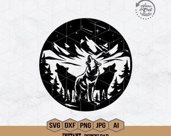 Ululato del lupo SVG / Branco di lupi SVG / Lupo che ulula SVG / Animale selvatico SVG / Branco di lupi PNG / Lupo SVG / Lupi SVG / Clipart / Vettore / PNG EPS DXF