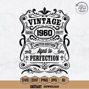 65th Birthday Svg | 65th Birthday Shirt | Vintage 1960 Svg | 1960 Aged to perfection | Aged to Perfection Svg | 65th Birthday Gift Idea