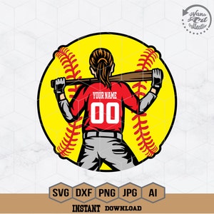 Softball Girl Svg | Softball Player Svg | Sport Girl Svg | Softball Kid Svg | Softball Player Name Svg | Softball Cutfile | Png Eps Dxf