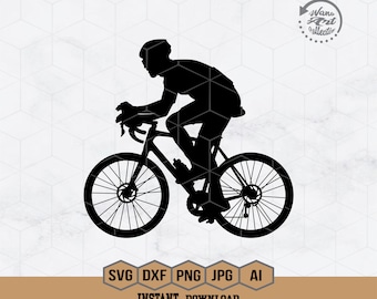 Bicycle Svg | Cyclist Svg | Road Bike Svg | Bike Svg | Cycling Svg | Mountain Bike Clipart | Bike Decals | Silhouette | Png Eps Dxf Ai Jpeg
