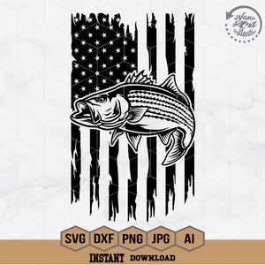 US Striped Bass Fish Svg | Fishing Svg | Striped Bass Fish Svg | Bass Fishing Clipart | Bass Stencil | Bass Fish Cricut | Bass Fish Cutfile