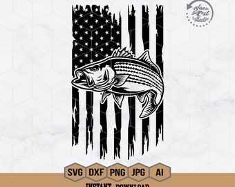 US Striped Bass Fish Svg | Fishing Svg | Striped Bass Fish Svg | Bass Fishing Clipart | Bass Stencil | Bass Fish Cricut | Bass Fish Cutfile