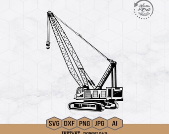 Kranich | Schwere Ausrüstung geschnitten | Baumaschine geschnitten | Kran Clipart | Baustellen Dekor | Kranführer Cricut & Silhouette Png Dxf