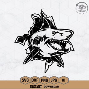 Shark in the Ocean Svg | Wild Shark Svg | Killer Shark Svg | Shark Svg | Shark Clipart | Shark Face Svg | Shark Fish Svg | Png Dxf Jpg Eps